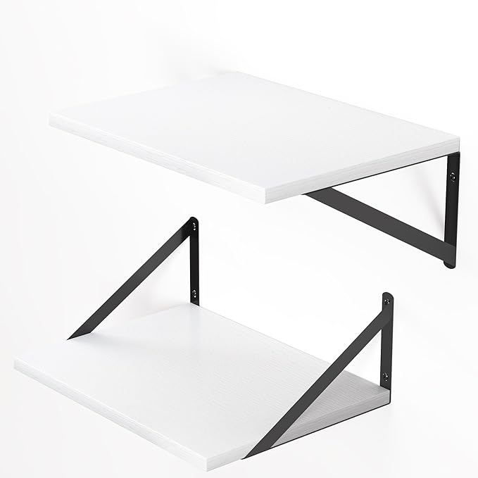 Heimlove White Deep Floating Shelves (Set of 2)