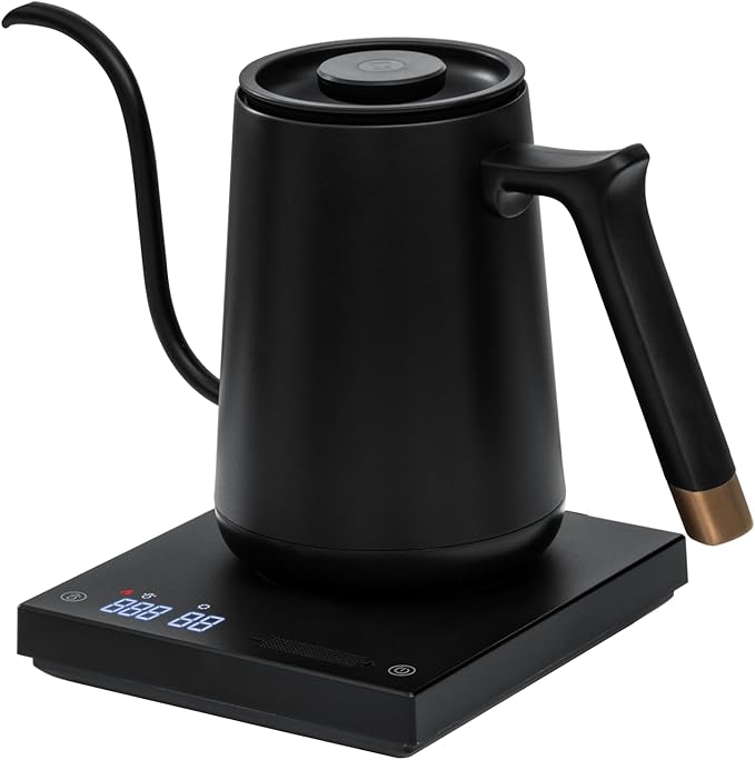 TIMEMORE Fish Smart Electric Coffee Kettle 600ML, Gooseneck Pour Over Kettle