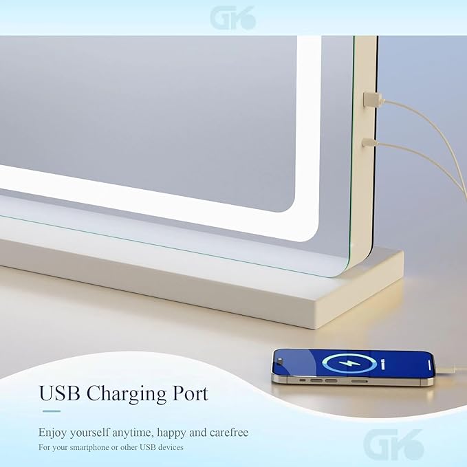 Makeup Vanity Mirror 24" x 19" Large LED Makeup Mirror, Desk Mirorr