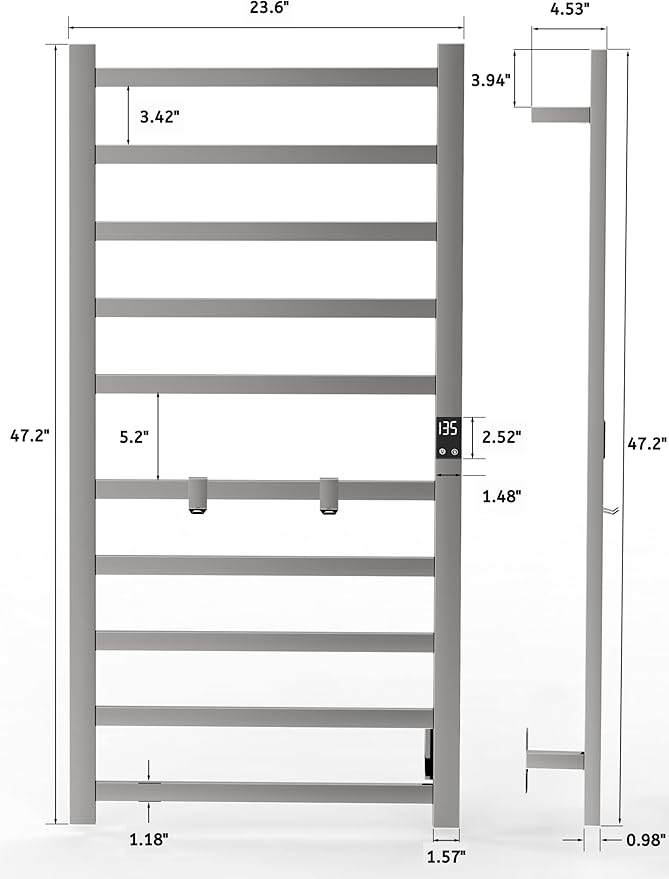 Smart Wireless Electric Towel Warmer | Blade Thin 10 Bar Design | Hardwired &...