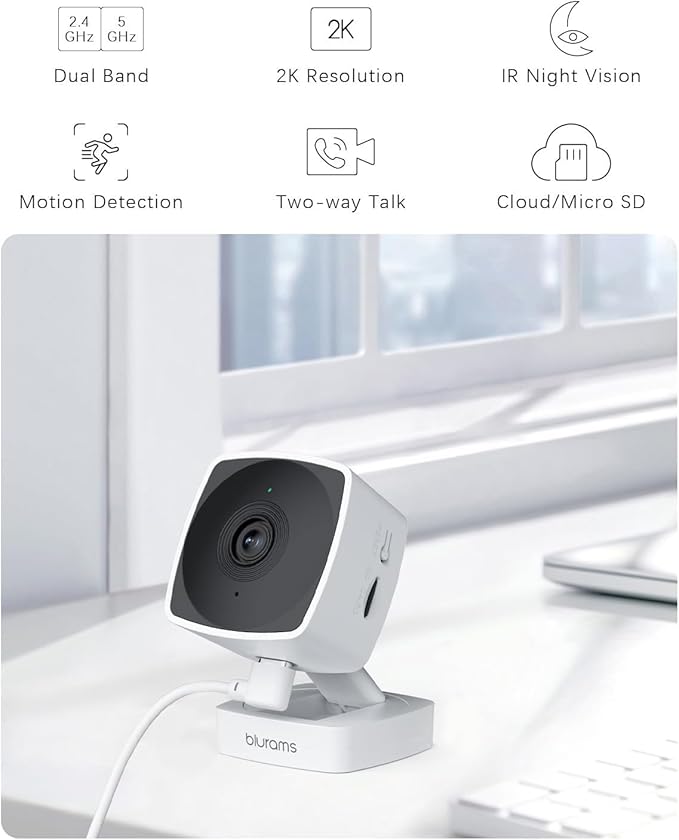 blurams Cameras for Home Security 5GHz, 2K Indoor Camera, Pet Camera (4-Pack)