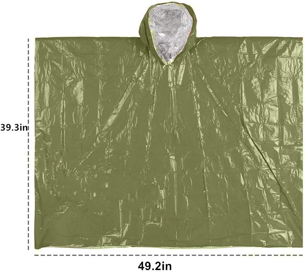 Emergency Blanket Poncho 2pcs, 39.3 x 53inch Thermal Mylar Space Blanket Rain...