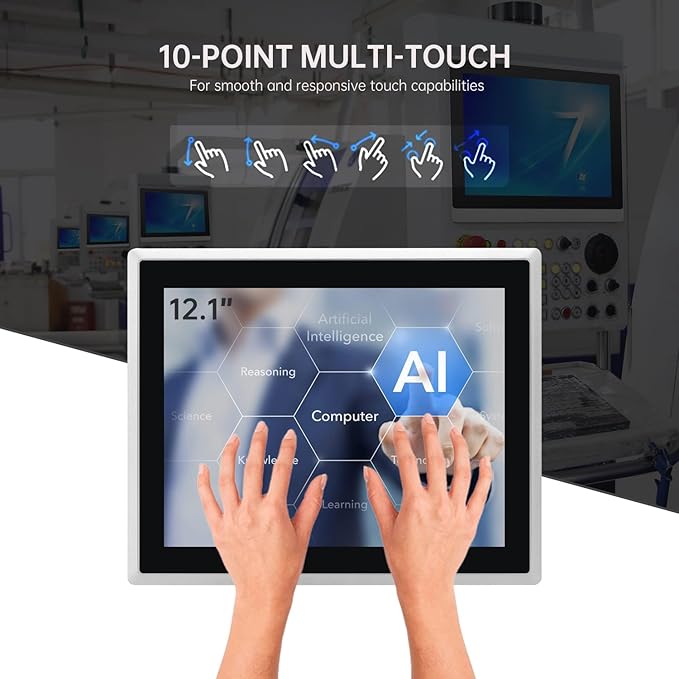 12.1-Inch Industrial Embedded Panel PC, Ratio 4:3 Multi-Touchscreen-Monitor