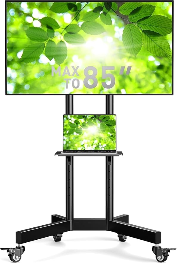 Perlegear Rolling TV Stand, Mobile TV Stand on Wheels