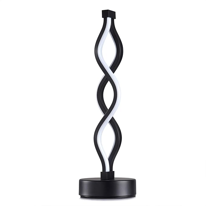 NUÜR Infinity Spiral LED Table Lamp Black, Dimmable Metallic Bedside Lamp