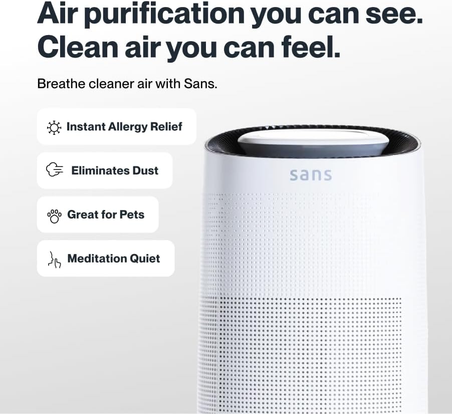 Sans HEPA Air Purifier for Whole Home & Large Rooms, 1,854 Sq Ft - White