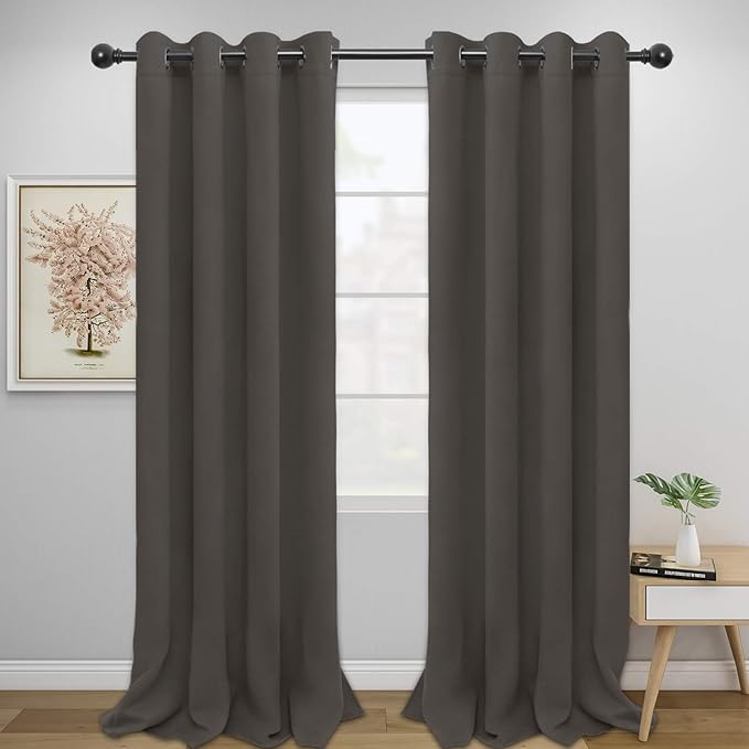 Easy-Going Blackout Curtains for Bedroom, Solid Thermal Insulated Grommet and