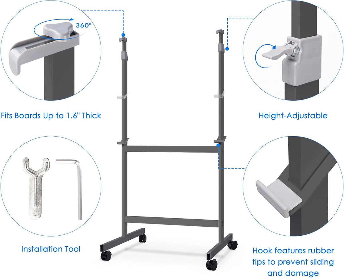 Maxtek Mobile Whiteboard Stand with Wheels, Stand Only, No Drill (Black