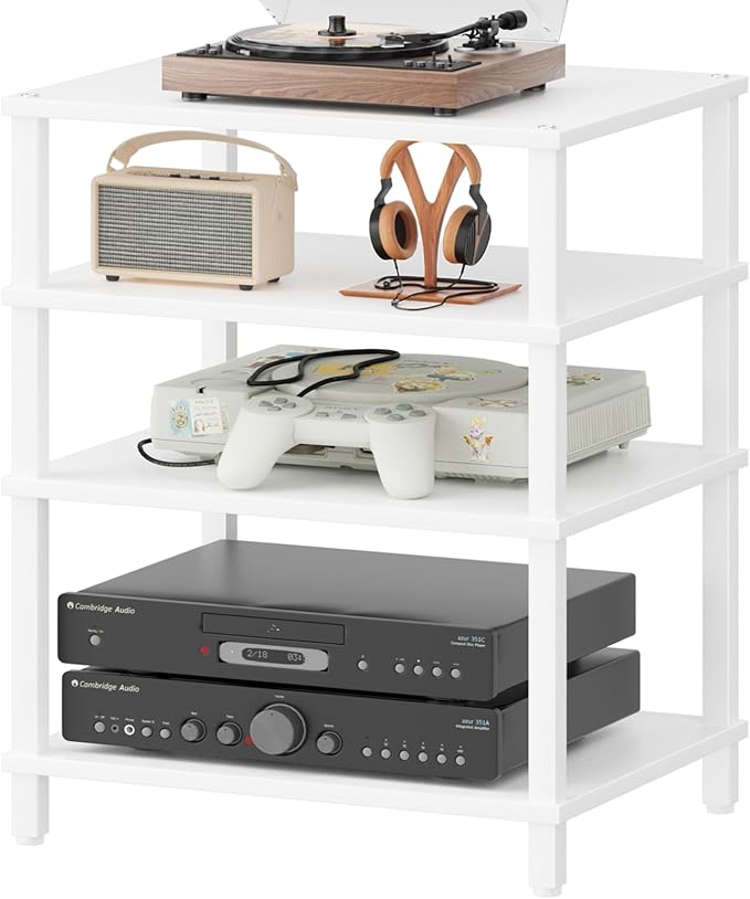 LELELINKY 4-Tier AV Media Player Stand, Stereo Stand, Modern Audio Shelf