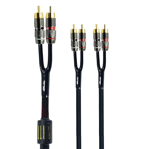 Arklove 15ft Shielded RCA Plug Splitter Stereo Audio Video Cable 2 Male to 4