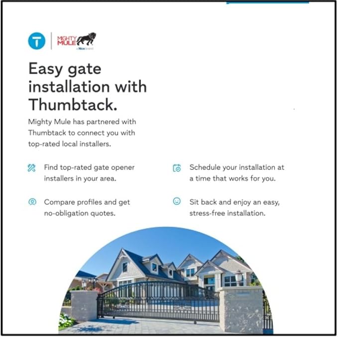 Mighty Mule MM371W Automatic Gate Opener, Smart and Solar Ready, Includes Gate