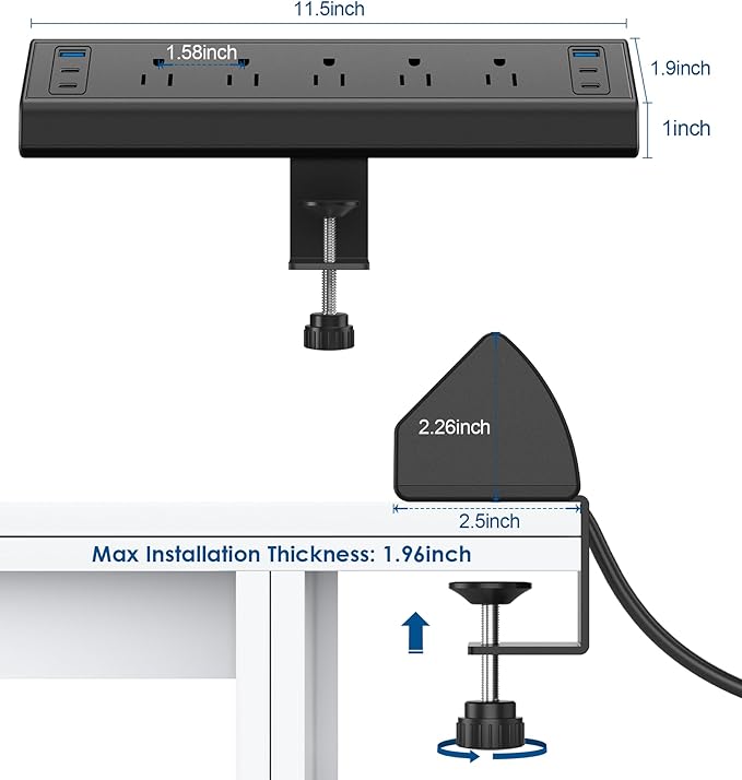 Jgstkcity Desk Clamp Power Strip USB C, 40W Total Fast Charging Station