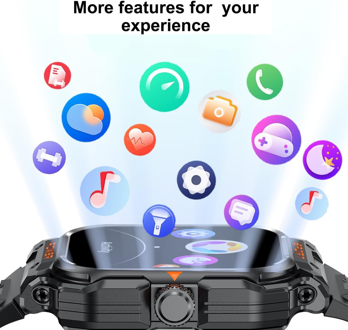 Military Smart Watch with Earbuds for Men and Women,2'' Tactical Disp...