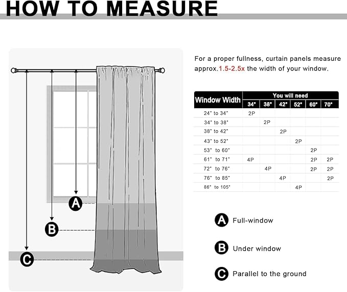 JIUZHEN Blackout Curtains for Bedroom (Set of 2)