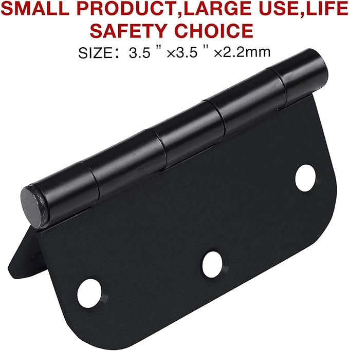 Rounded Door Hinges 3-1/2" x 3.5 inch, 5/8 Radius, Matte Black 3 ½ Inch ...