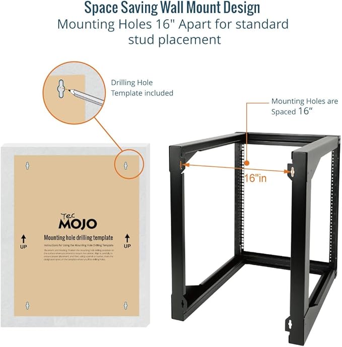 Tecmojo 12U Wall Mount Server Rack, Open Frame Network Rack