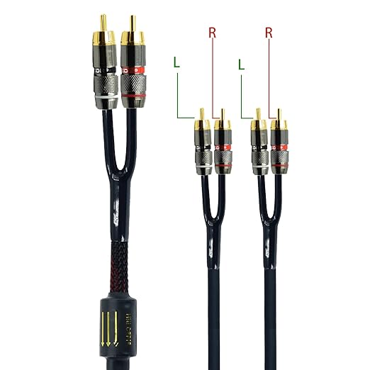 Arklove 15ft Shielded RCA Plug Splitter Stereo Audio Video Cable 2 Male to 4