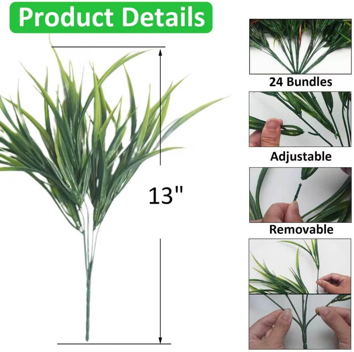 24 Bundles UV Resistant Artificial Grass Shrubs for Outdoor Landscaping