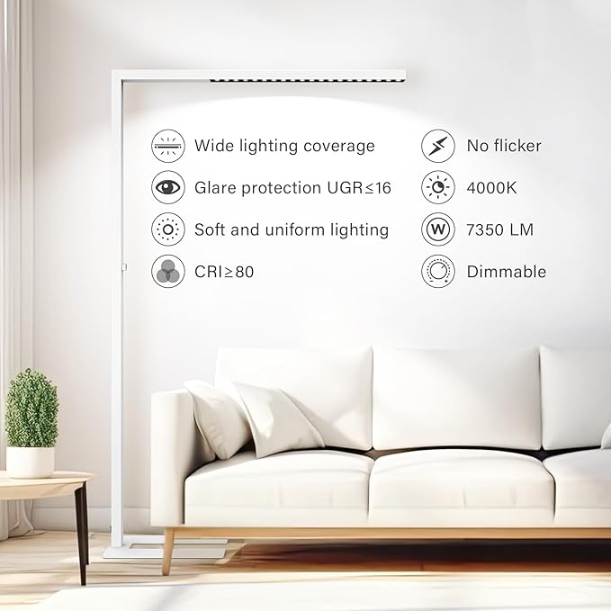 STERREN 77" LED Floor Lamp for Office, 7350LM Dimmable Eye-Care Standing...