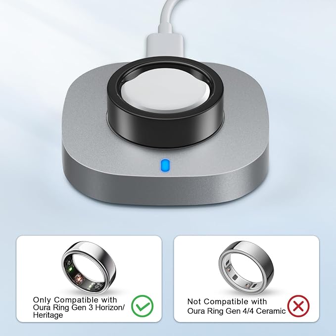 ZOOROO Charger Compatible with Oura Ring Gen 3 Size 11, Fast Charging Dock with
