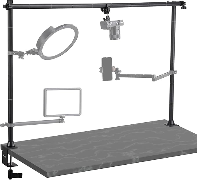 JUSMO LS15 Pro Camera Desk Mount, Aluminum Overhead Camera Mount Rig, Table