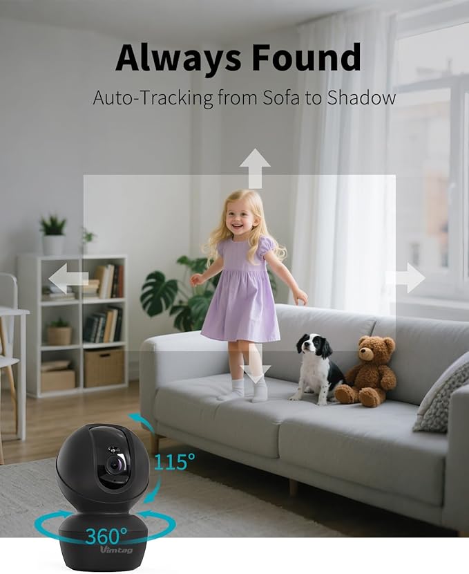 VIMTAG 5G 4MP Security Camera Indoor, 2 Pack Dog Camera