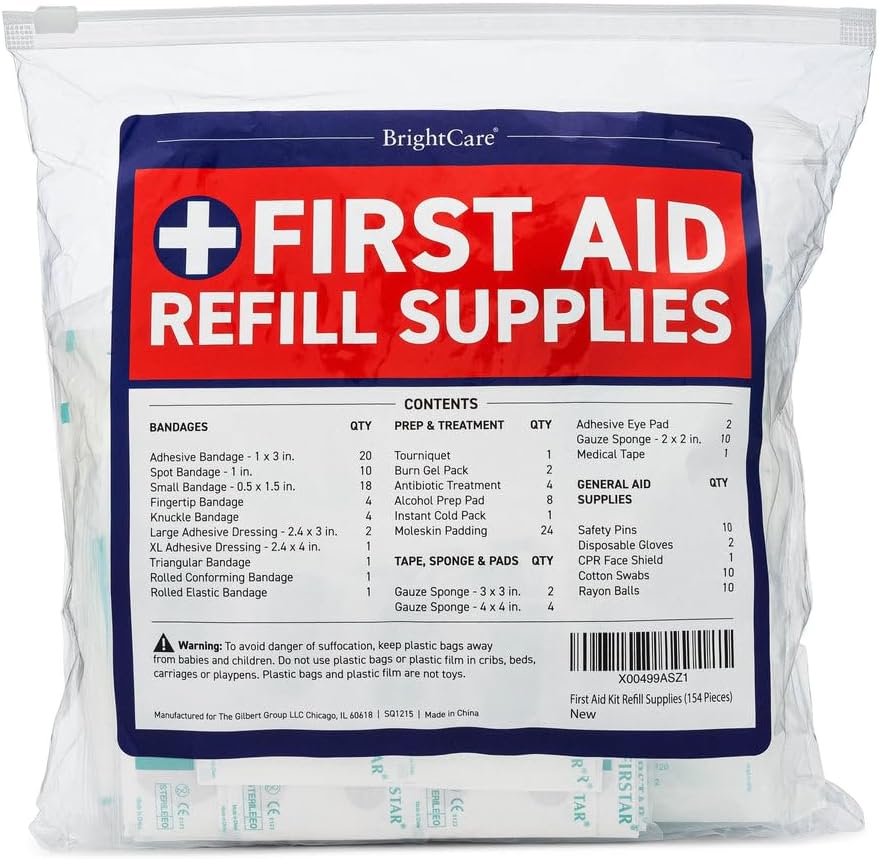 First Aid Kit Refill Supplies - 154 Piece First Aid Restock & Replacement...