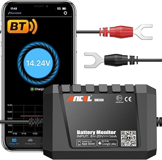 ANCEL BM300 12V Battery Monitor, Cranking System Test & Alarm