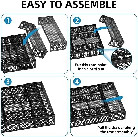Marbrasse Expandable Desk Drawer Organizer, Mesh Drawer Organizer Tray with 1...