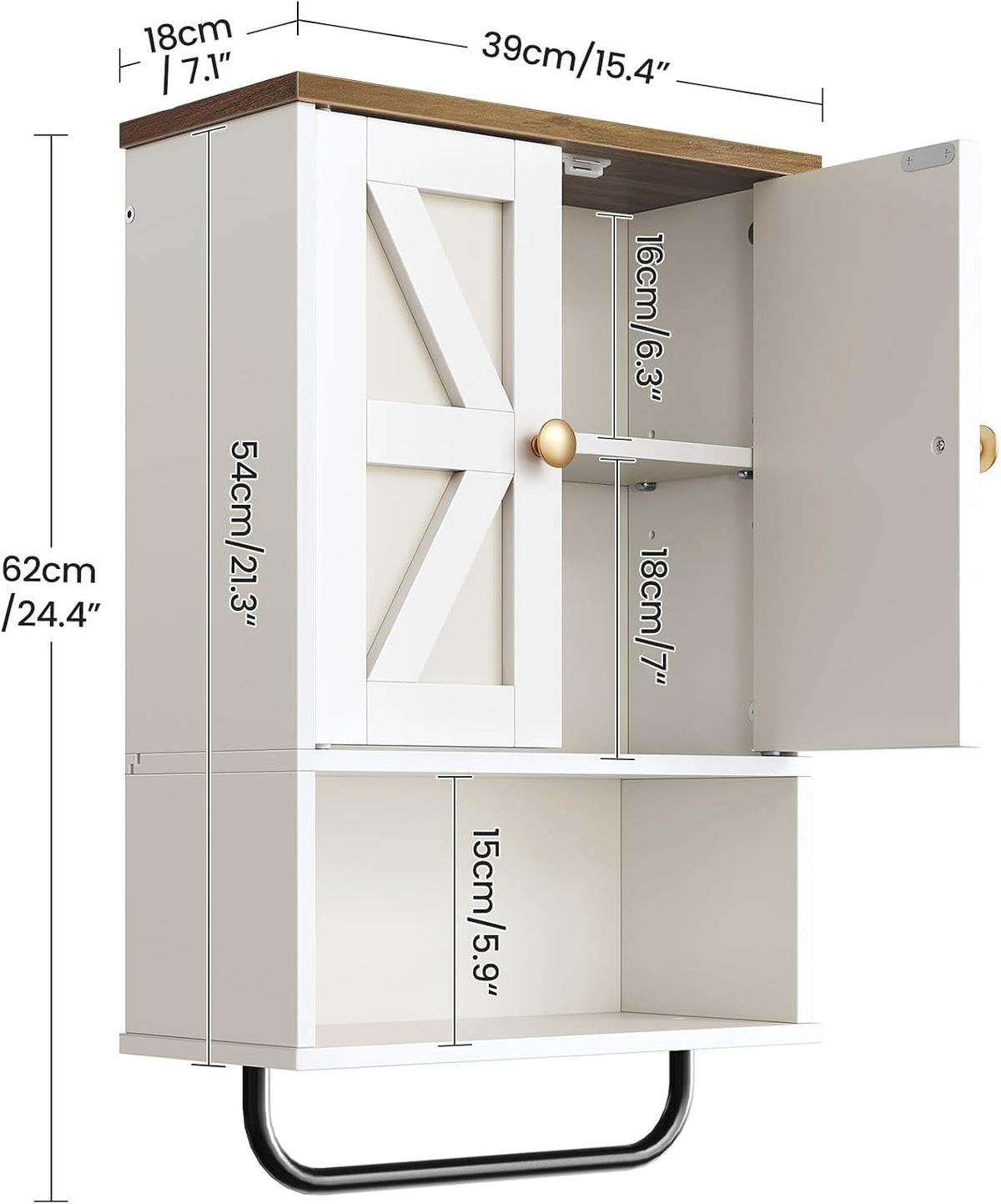 CHOEZON Bathroom Wall Cabinet, Medicine Cabinet with Open Partition and Towel...