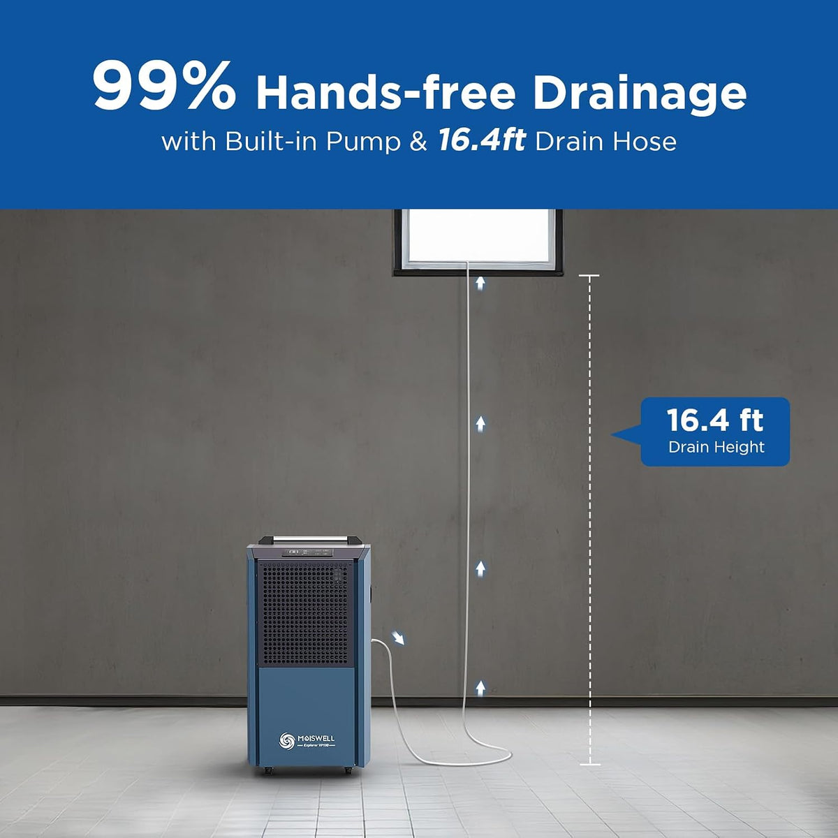 190 Pints Commercial Dehumidifier with Pump Heavy Duty for Basement | Timer