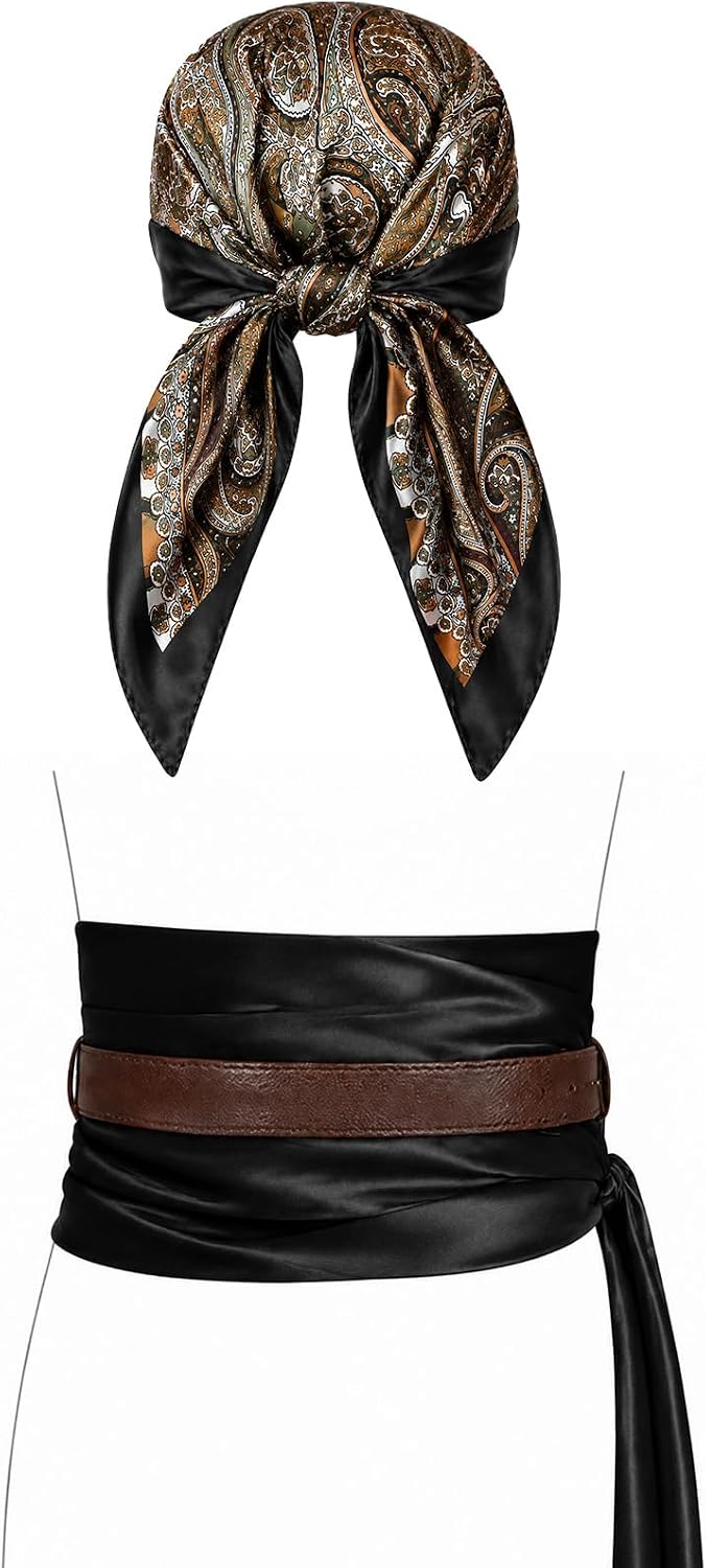 Renaissance Pirate Belt with Pouch Waist Bag, Pirate Head Scarf 7-Pack