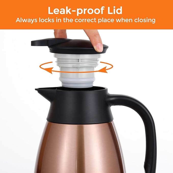 Tiken 68 Oz Thermal Coffee Carafe, Stainless Steel Insulated Vacuum Coffee