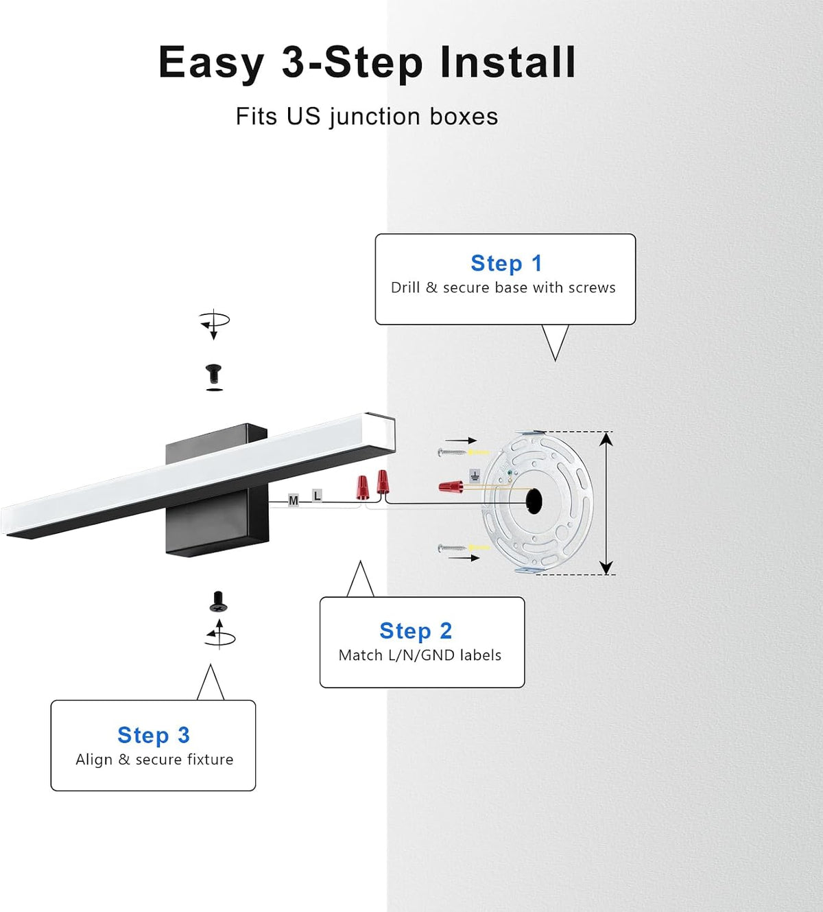IZORRO Modern Bathroom Vanity Light 24 inch, Rotatable, 16W Dimmable Led Bath...