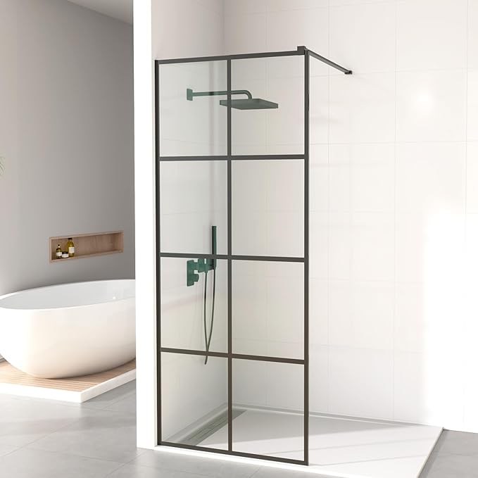 Mainzel 24" W x 76" H Fixed Shower Glass Panel, Frameless 3/8"...