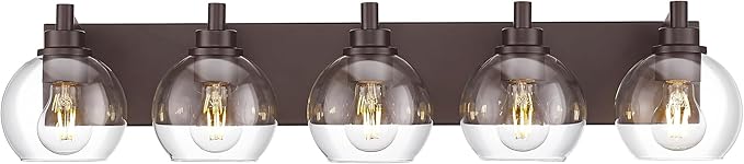 METWET Bathroom Light Fixtures Over Mirror, 5-Light Oil Rubbed Bronze Bathroom