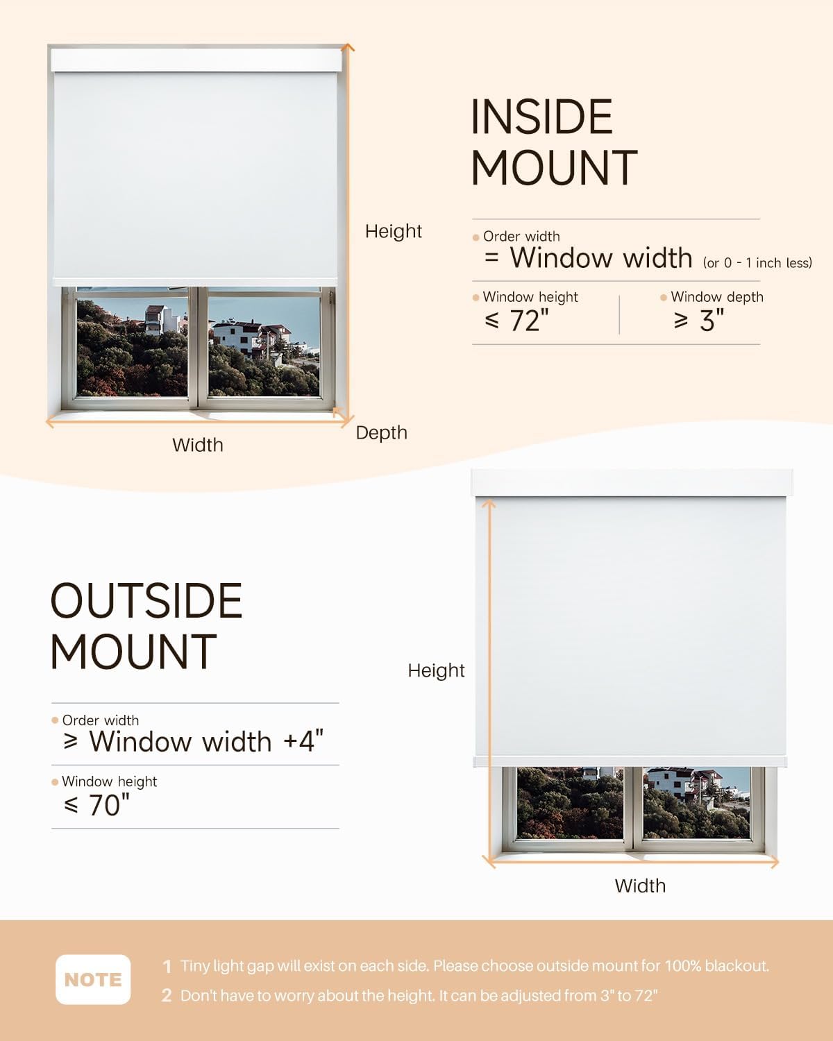 Smart Roller Shades for Windows, Works with Alexa, 23"W x 72"H, White