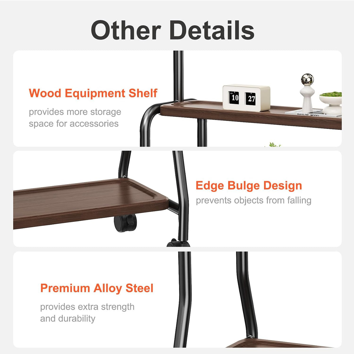 Easel Rolling TV Stand on Wheels for 32-75 Inch TVs with Double Shelves
