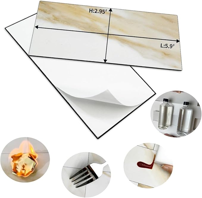 AULIGET 100-Piece Calacatta Gold Marble Look Peel and Stick Backsplash Wall