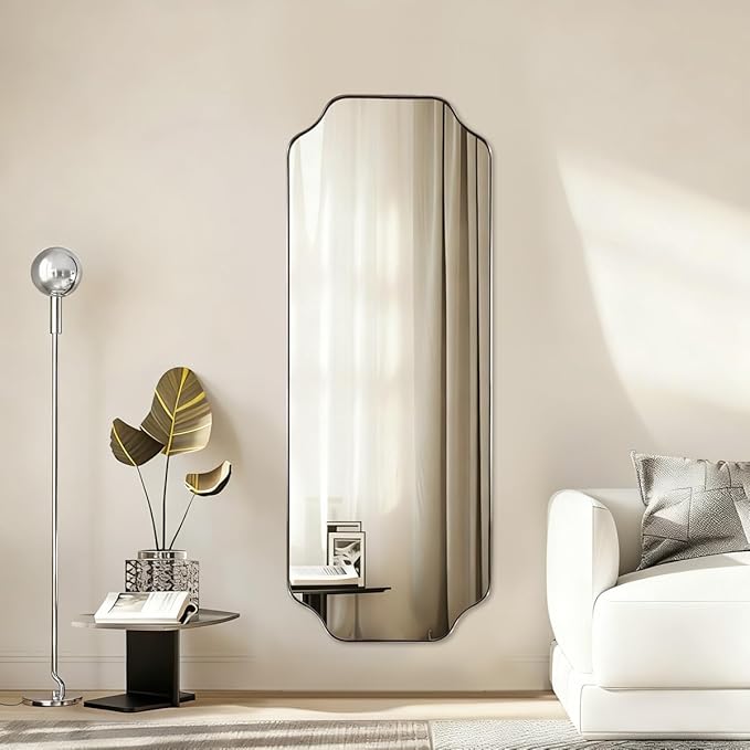 ANDY STAR 18" x 48" Full Length Wall Mirror, Large Brushed Nickel B...