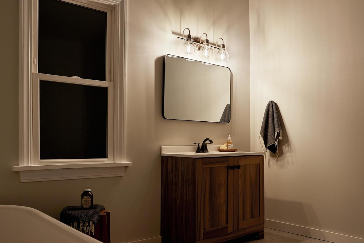 Kichler Avery 3-Light Farmhouse Vanity Light, Brushed Nickel