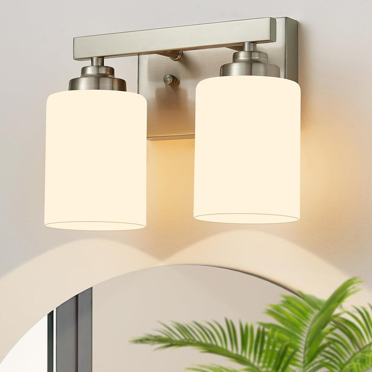 Bathroom Light Fixtures, Vanity Light Over Mirror Nickel 2-Light Fixture