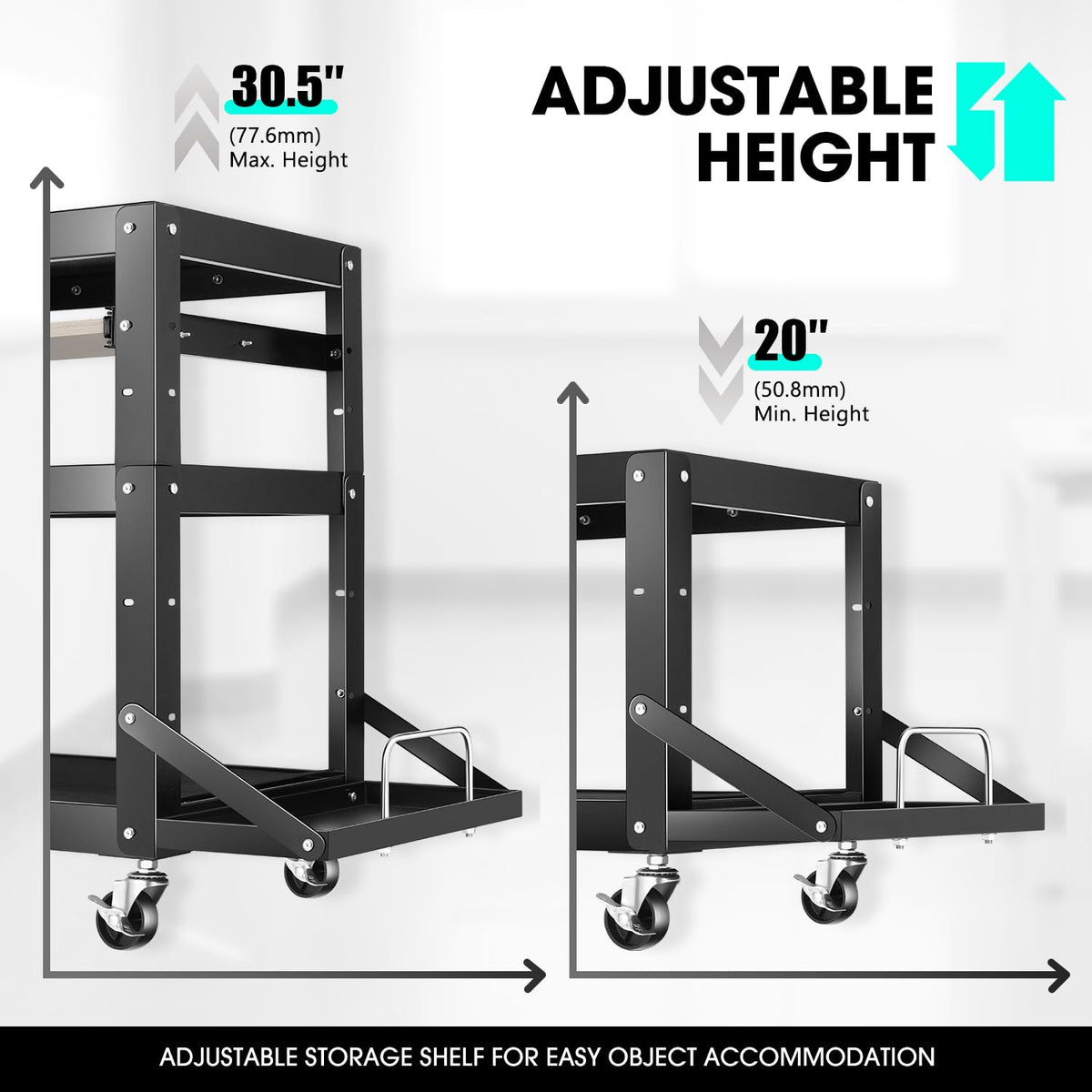 DNA Motoring Steel AV Cart 3-Layer Rolling Projector Utility Cart, 24" X...