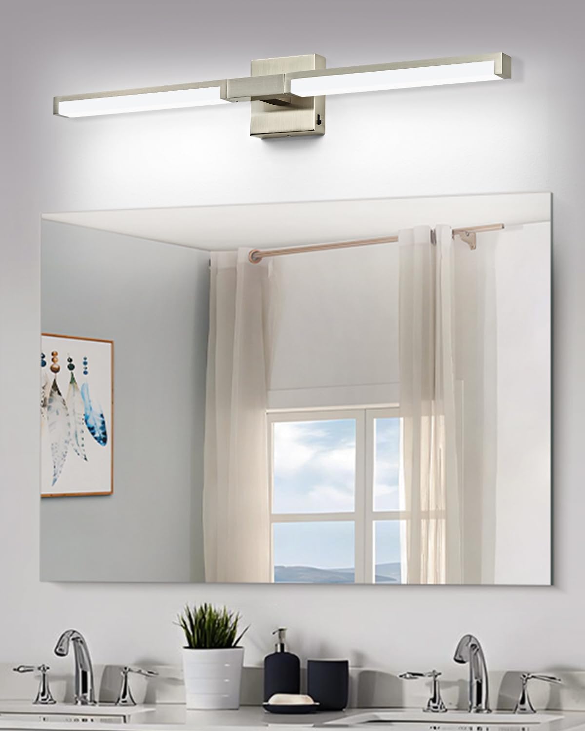 Bathroom Light Fixtures Over Mirror, 32 Inch Vanity Light Brushed Nickel
