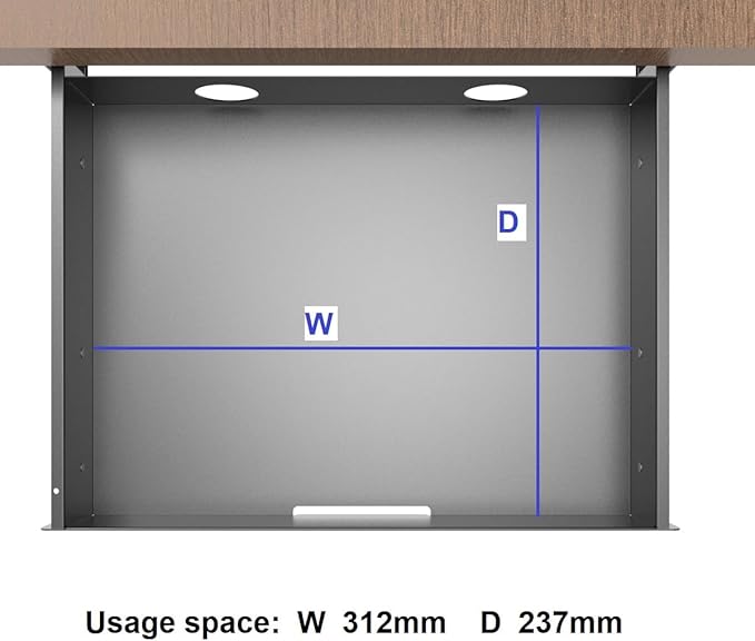Under Desk Mounted Slide out Drawer, W 13.4" x D 9.3" Storage Organ...