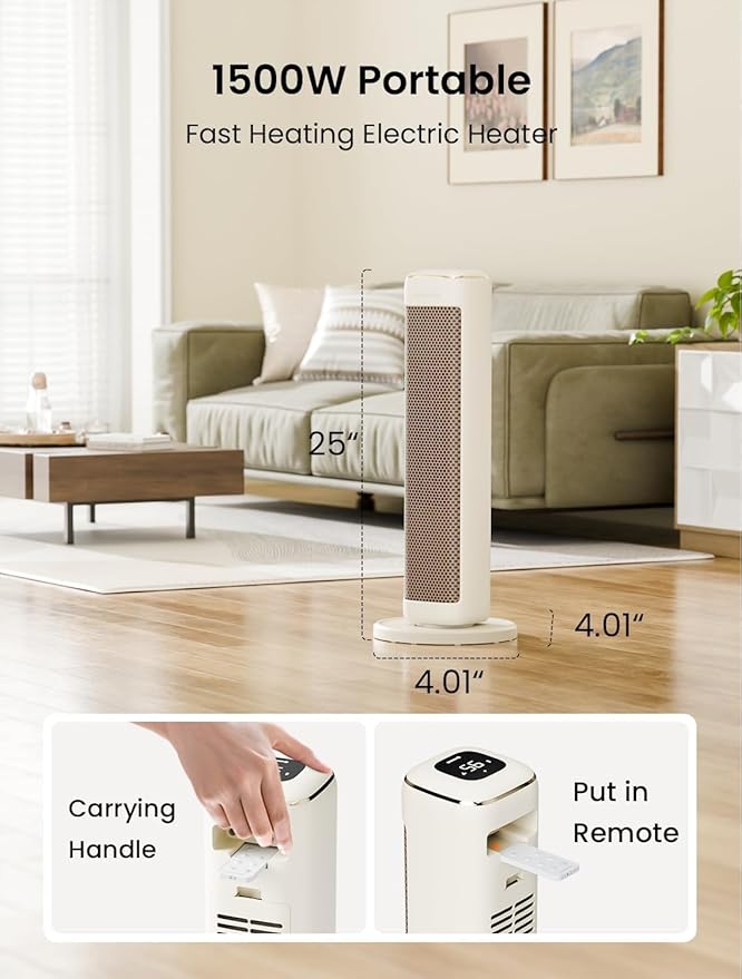 25" Space Heaters For Indoor Use Large Room, Electric Heaters For Indoor...