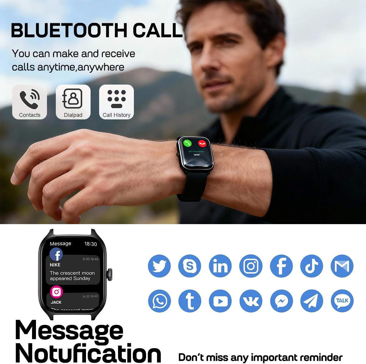 Basic Smart Watch for Android & iOS, Fitness Tracker Watch for Women Men