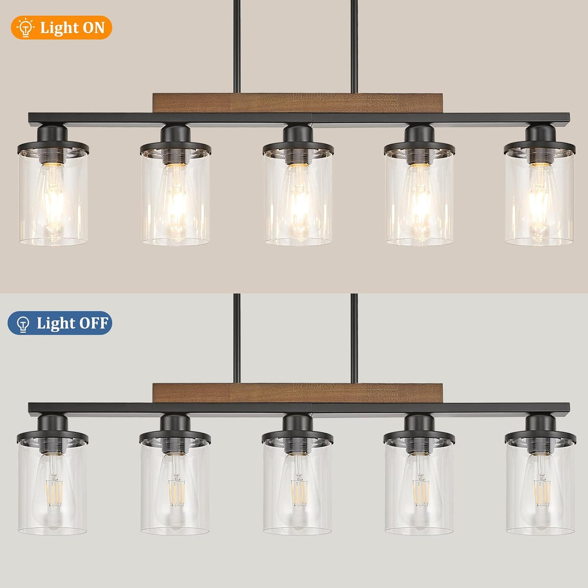 5-Light 32.3in Black Chandelier for Dining Room
