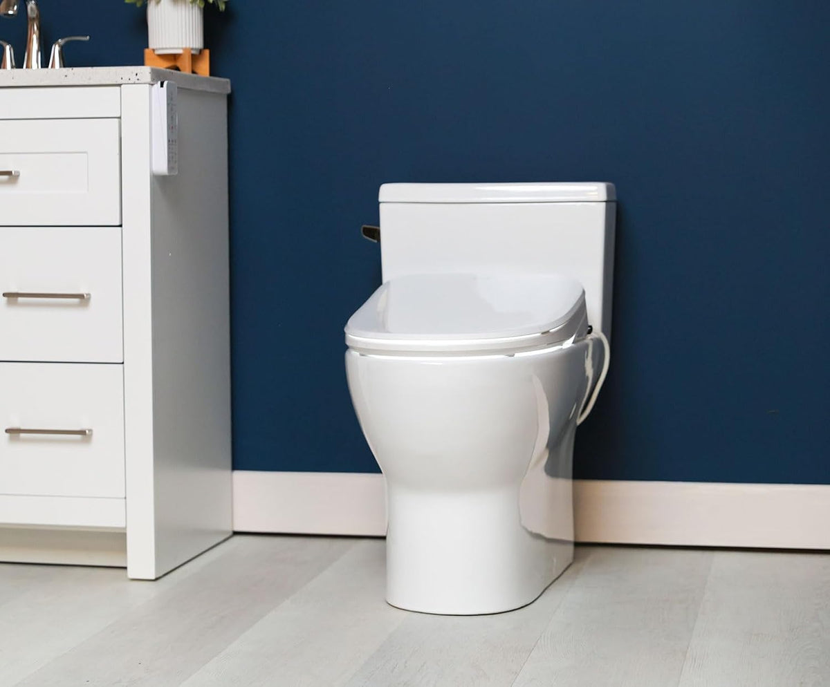 ALPHA BIDET UX Pearl Bidet Toilet Seat in Round White | Ultra Low Profile |