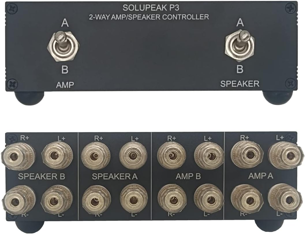 SOLUPEAK P3 2-Way AMP Amplifier to 2 Pair of Speakers Selector Switch Switcher
